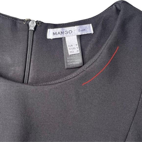 Mango Black Peplum Top Short Sleeve Round Neck Suit Collection - Size Small - Picture 8 of 15